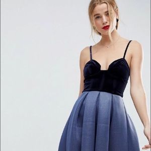 Asos Airtex velvet bodice midi dress